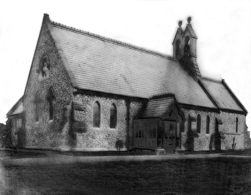 Photograph of Christ Church taken in the 1860s and showing its south and west walls