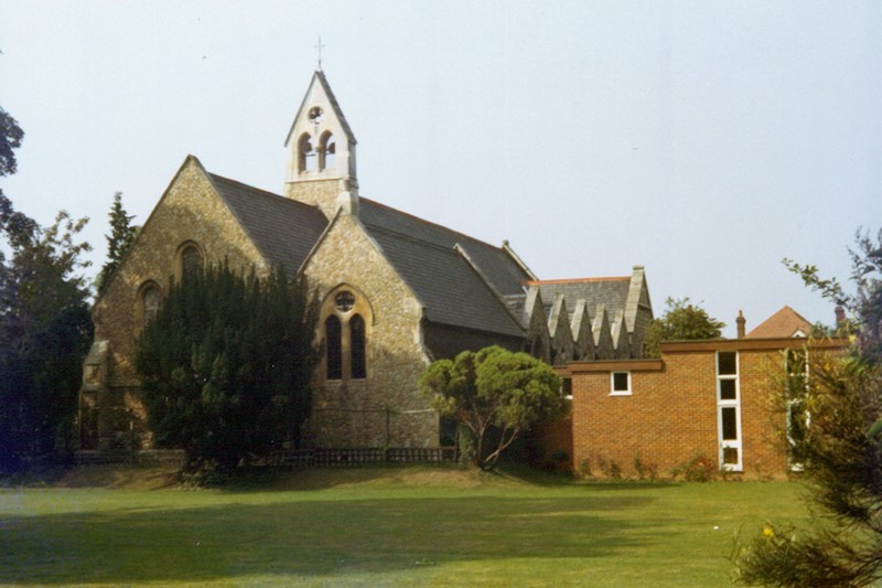 Photo showing the east wall of Christ Church with the adjoining Vestry Hall to the right