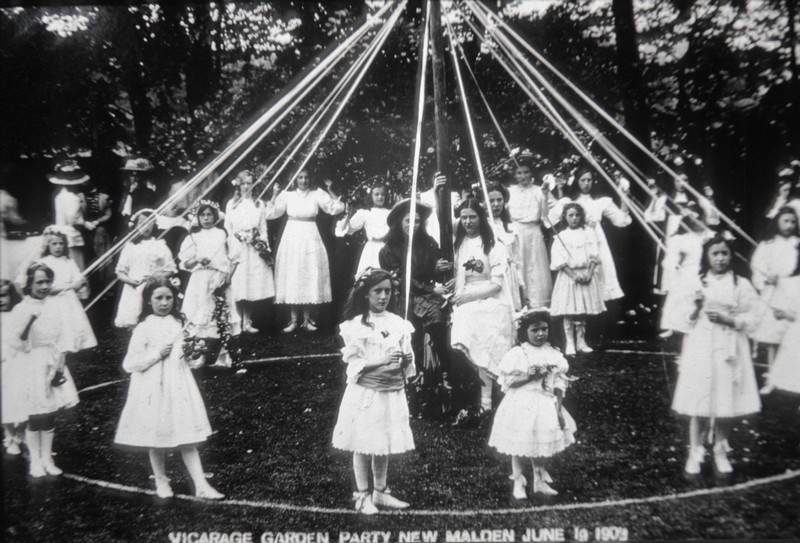Garden Party in June 1908 the younger girls took part in maypole dancing watched by their parents